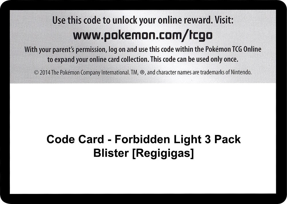 Image for Code Card - Forbidden Light 3 Pack Blister [Regigigas] - Pokemon