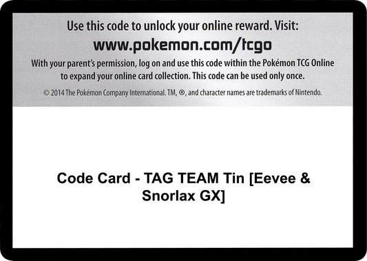 Image for Code Card - TAG TEAM Tin [Eevee & Snorlax GX] - Pokemon