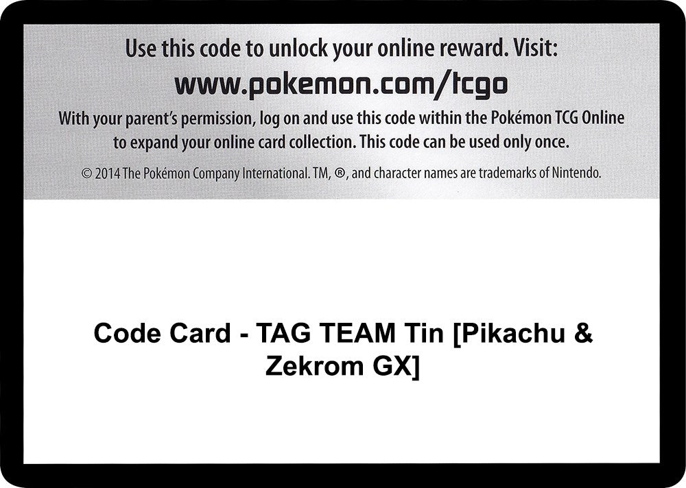 Image for Code Card - TAG TEAM Tin [Pikachu & Zekrom GX] - Pokemon