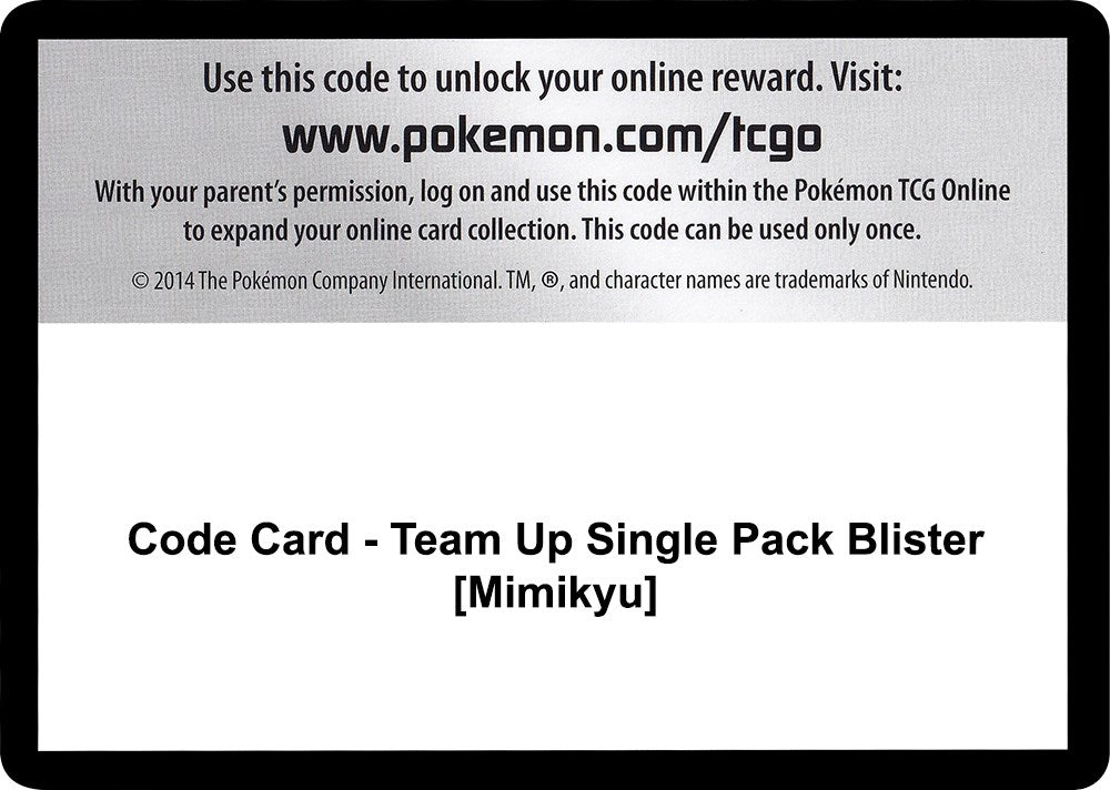 Image for Code Card - Team Up Single Pack Blister [Mimikyu] - Pokemon