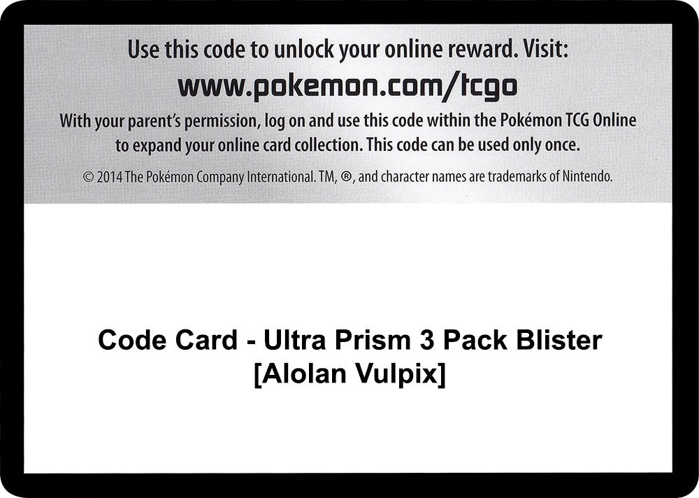 Image for Code Card - Ultra Prism 3 Pack Blister [Alolan Vulpix] - Pokemon
