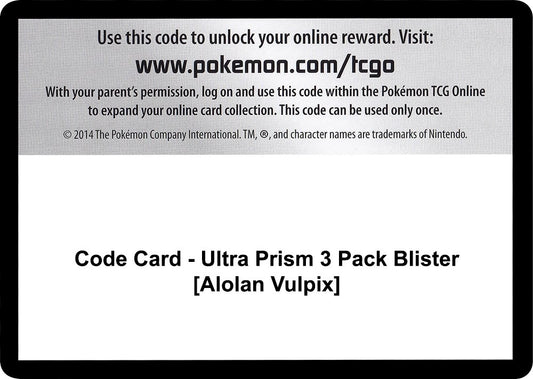 Image for Code Card - Ultra Prism 3 Pack Blister [Alolan Vulpix] - Pokemon