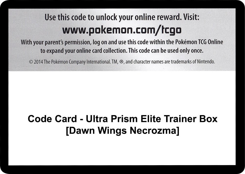 Image for Code Card - Ultra Prism Elite Trainer Box [Dawn Wings Necrozma] - Pokemon