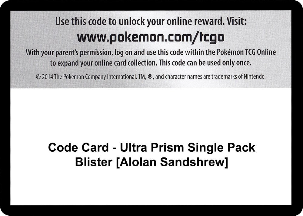 Image for Code Card - Ultra Prism Single Pack Blister [Alolan Sandshrew] - Pokemon