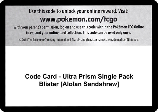 Image for Code Card - Ultra Prism Single Pack Blister [Alolan Sandshrew] - Pokemon