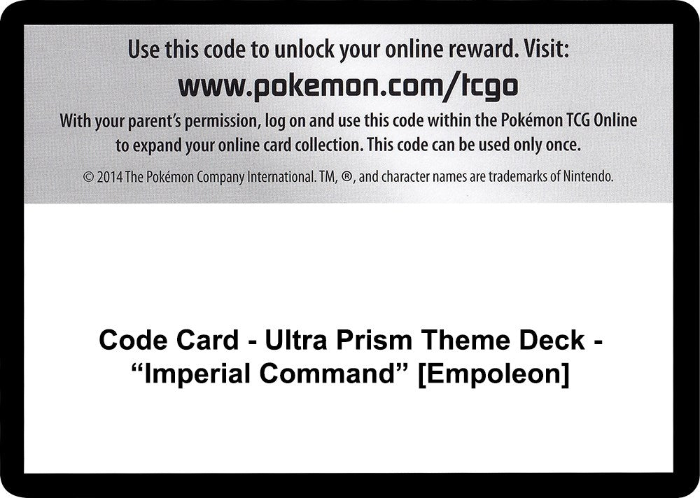 Image for Code Card - Ultra Prism Theme Deck - "Imperial Command" [Empoleon] - Pokemon