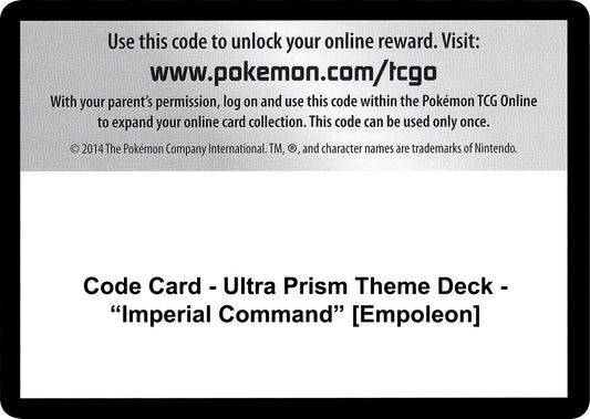 Image for Code Card - Ultra Prism Theme Deck - "Imperial Command" [Empoleon] - Pokemon