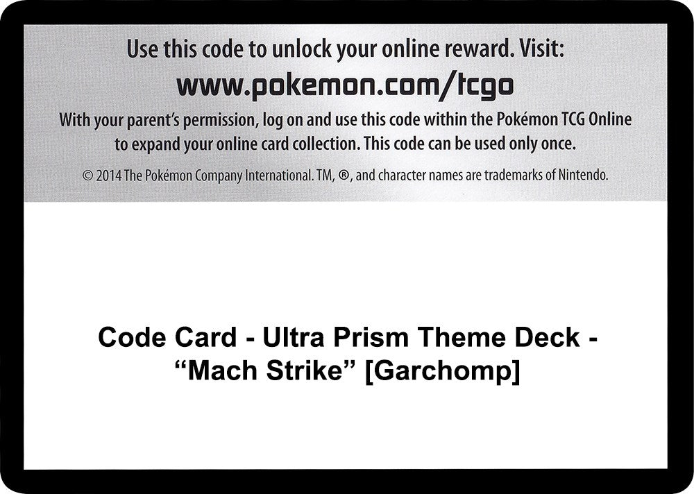 Image for Code Card - Ultra Prism Theme Deck - "Mach Strike" [Garchomp] - Pokemon