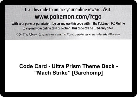 Image for Code Card - Ultra Prism Theme Deck - "Mach Strike" [Garchomp] - Pokemon
