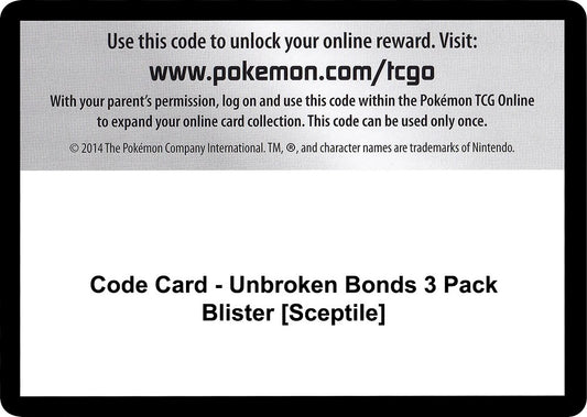 Image for Code Card - Unbroken Bonds 3 Pack Blister [Sceptile] - Pokemon