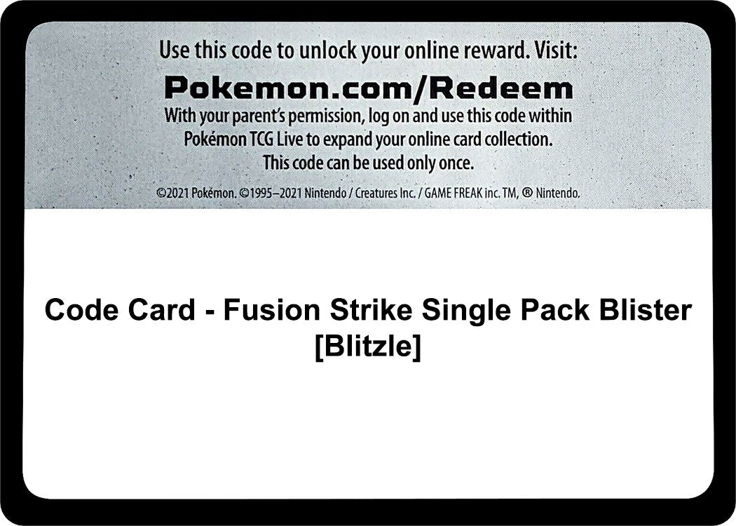 Image for Code Card - Fusion Strike Single Pack Blister [Blitzle] - Pokemon