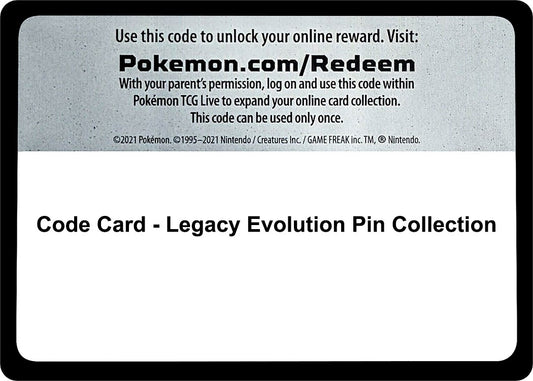 Image for Code Card - Legacy Evolution Pin Collection - Pokemon