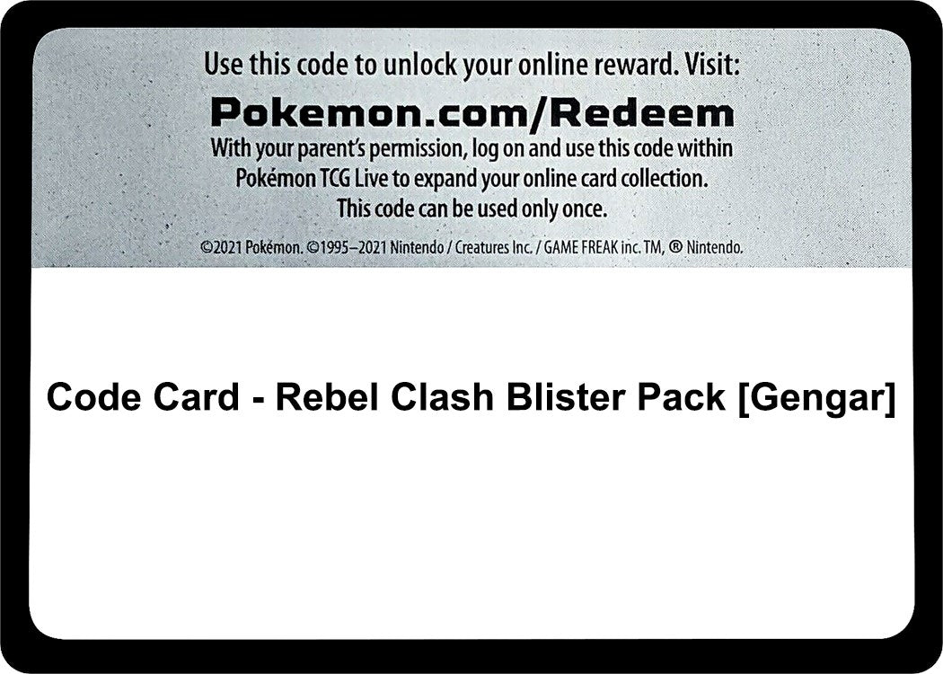 Image for Code Card - Rebel Clash Blister Pack [Gengar] - Pokemon