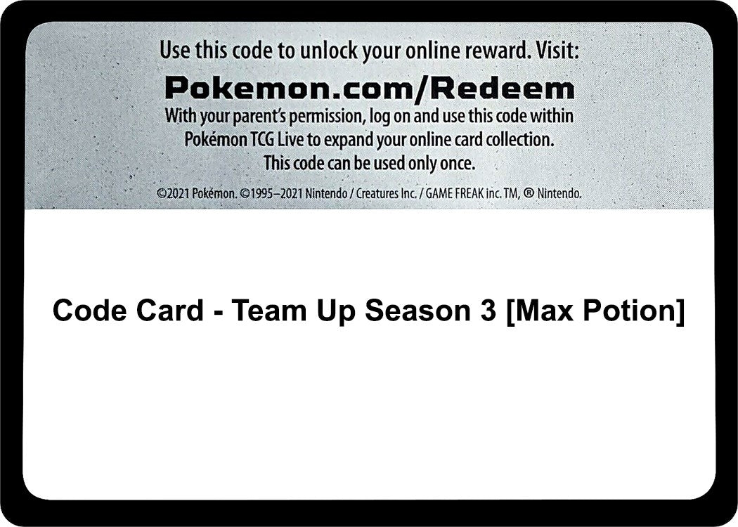 Image for Code Card - Team Up Season 3 [Max Potion] - Pokemon