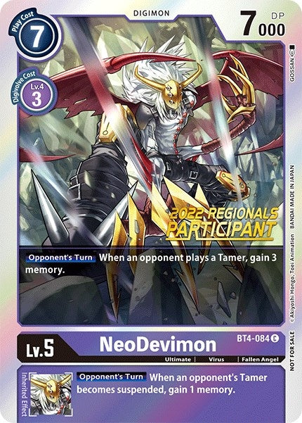 Image for NeoDevimon (2022 Championship Online Regional) [Online Participant] - Digimon Card Game