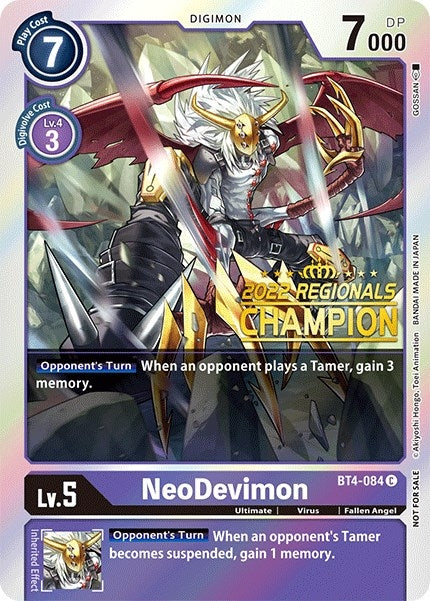 Image for NeoDevimon (2022 Championship Online Regional) [Online Champion] - Digimon Card Game