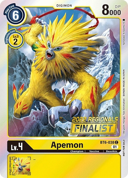 Image for Apemon (2022 Championship Online Regional) [Online Finalist] - Digimon Card Game