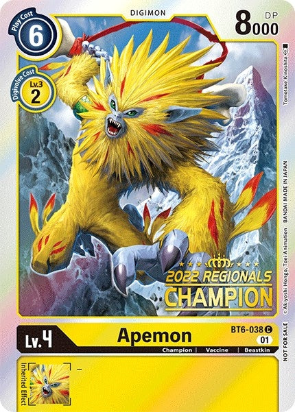 Image for Apemon (2022 Championship Online Regional) [Online Champion] - Digimon Card Game