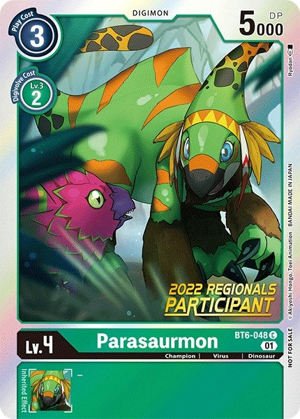 Image for Parasaurmon (2022 Championship Online Regional) [Online Participant] - Digimon Card Game