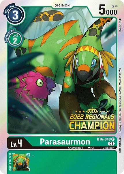Image for Parasaurmon (2022 Championship Online Regional) [Online Champion] - Digimon Card Game