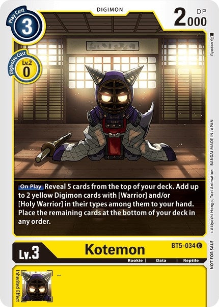 Image for Kotemon - BT5-034 (Tamer Party Vol. 5 Promo) - Digimon Card Game