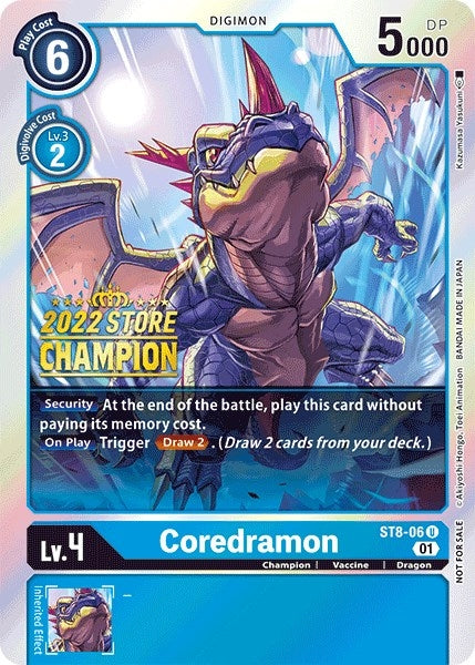 Image for Coredramon (2022 Store Champion) - Digimon Card Game