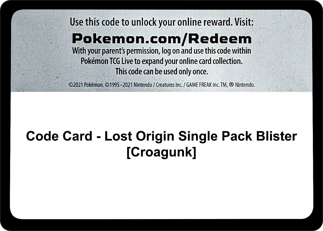 Image for Code Card - Lost Origin Single Pack Blister [Croagunk] - Pokemon