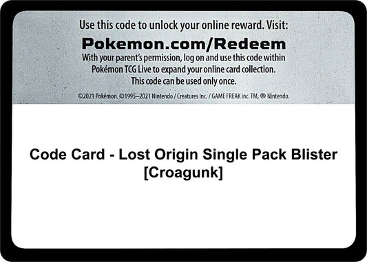Image for Code Card - Lost Origin Single Pack Blister [Croagunk] - Pokemon