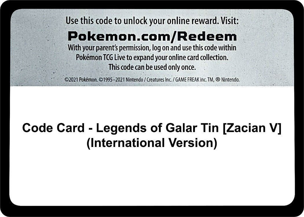 Image for Code Card - Legends of Galar Tin [Zacian V] (International Version) - Pokemon