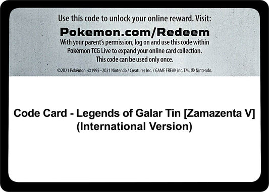 Image for Code Card - Legends of Galar Tin [Zamazenta V] (International Version) - Pokemon