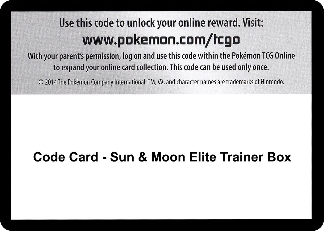 Image for Code Card - Sun & Moon Elite Trainer Box - Pokemon