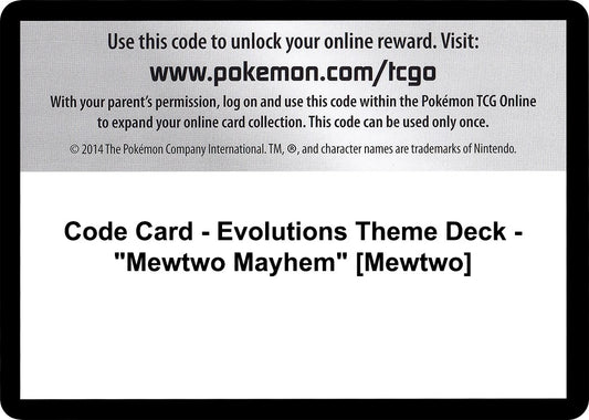Image for Code Card - Evolutions Theme Deck - "Mewtwo Mayhem" [Mewtwo] - Pokemon