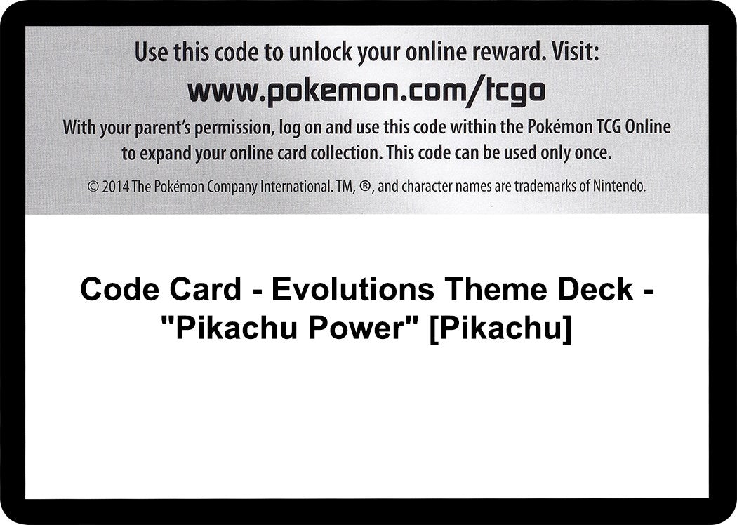 Image for Code Card - Evolutions Theme Deck - "Pikachu Power" [Pikachu] - Pokemon