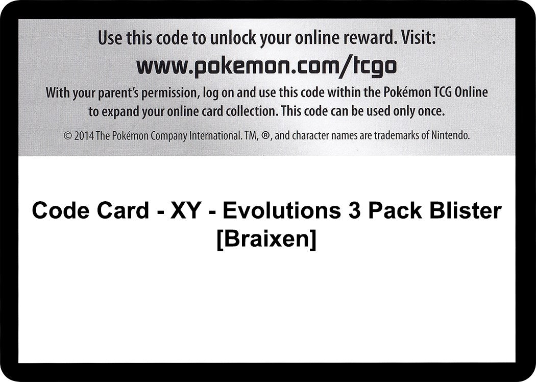 Image for Code Card - XY - Evolutions 3 Pack Blister [Braixen] - Pokemon