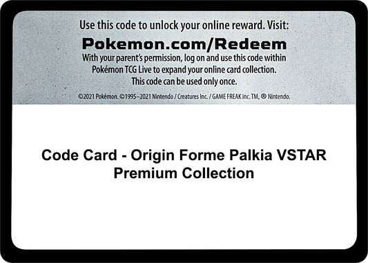 Image for Code Card - Origin Forme Palkia VSTAR Premium Collection - Pokemon
