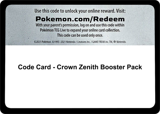 Image for Code Card - Crown Zenith Booster Pack - Pokemon