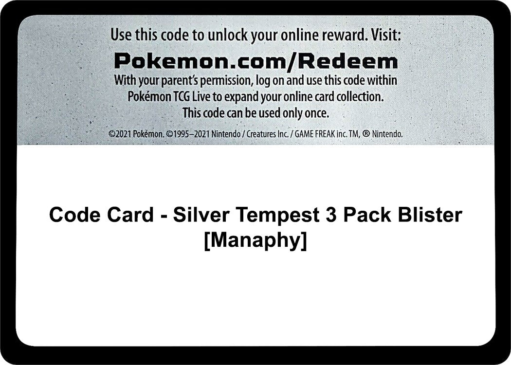 Image for Code Card - Silver Tempest 3 Pack Blister [Manaphy] - Pokemon