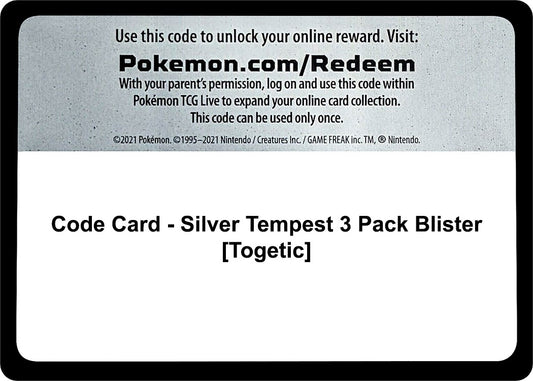 Image for Code Card - Silver Tempest 3 Pack Blister [Togetic] - Pokemon