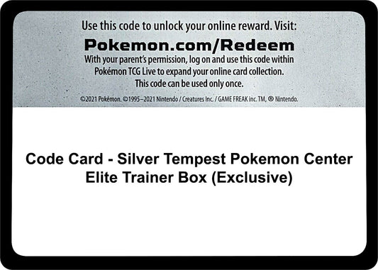 Image for Code Card - Silver Tempest Pokemon Center Elite Trainer Box (Exclusive) - Pokemon