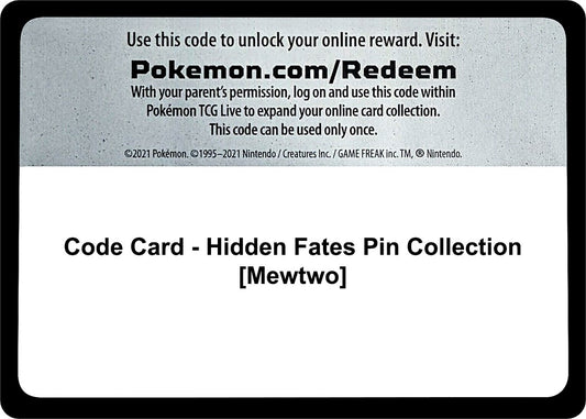 Image for Code Card - Hidden Fates Pin Collection [Mewtwo] - Pokemon