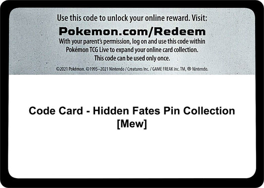Image for Code Card - Hidden Fates Pin Collection [Mew] - Pokemon