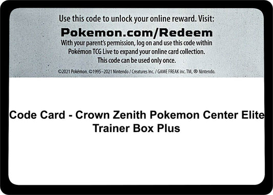 Image for Code Card - Crown Zenith Pokemon Center Elite Trainer Box Plus - Pokemon