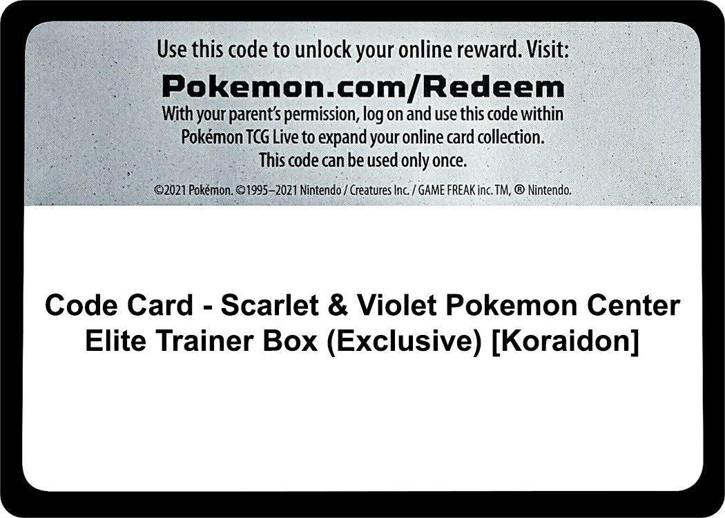 Image for Code Card - Scarlet & Violet Pokemon Center Elite Trainer Box (Exclusive) [Koraidon] - Pokemon