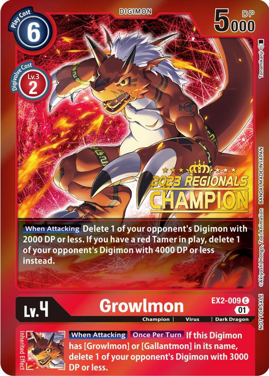 Image for Growlmon (2023 Regionals Champion) - Digimon Card Game