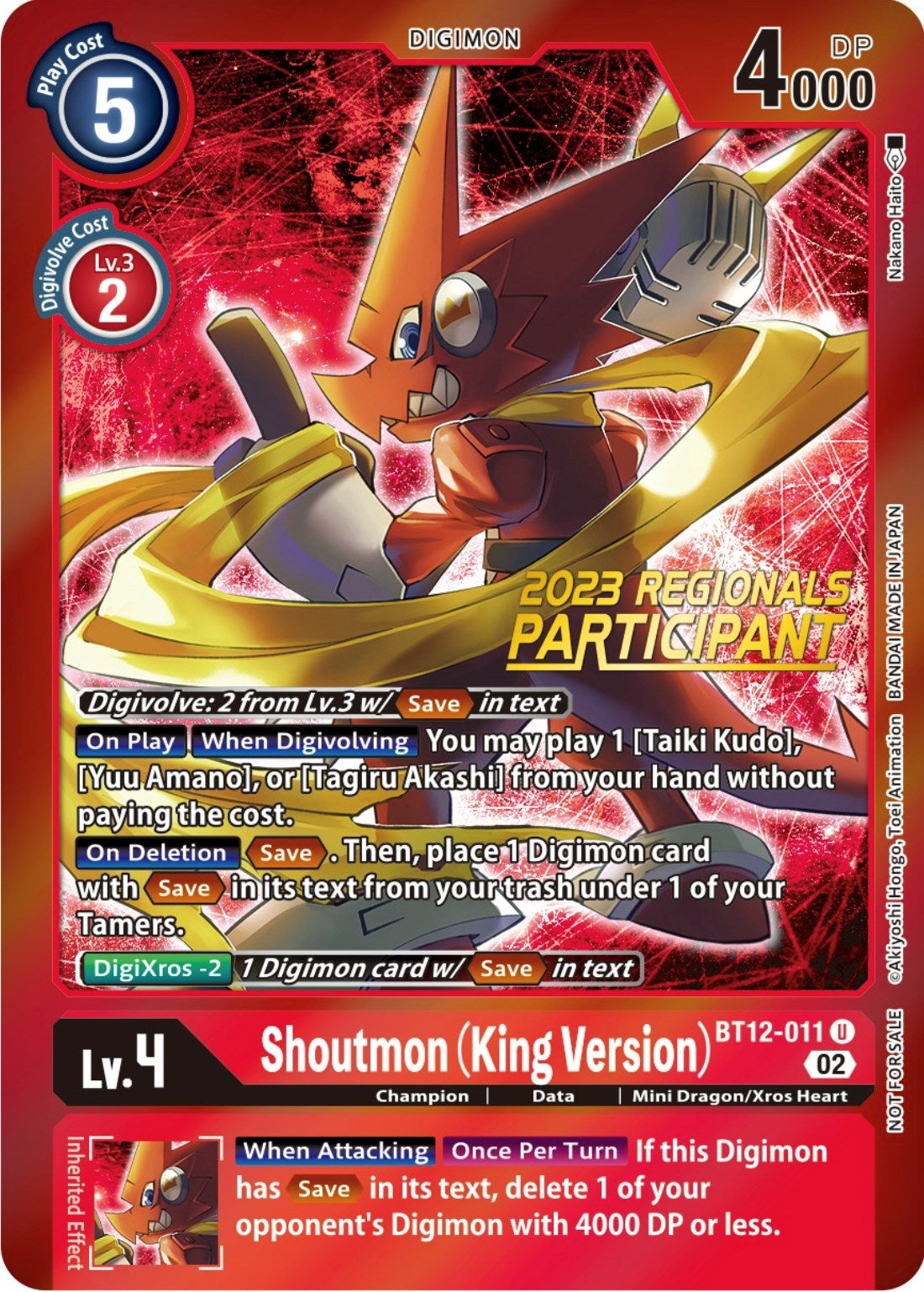 Image for Shoutmon (King Version) (2023 Regionals Participant) - Digimon Card Game