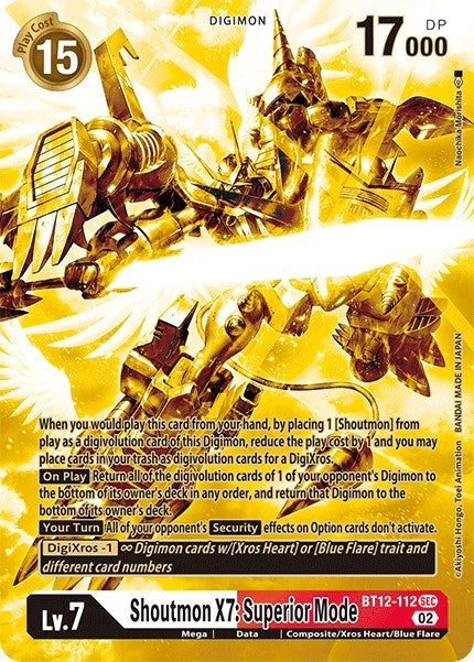 Image for Shoutmon X7: Superior Mode (Alternate Art) (Gold) - Digimon Card Game