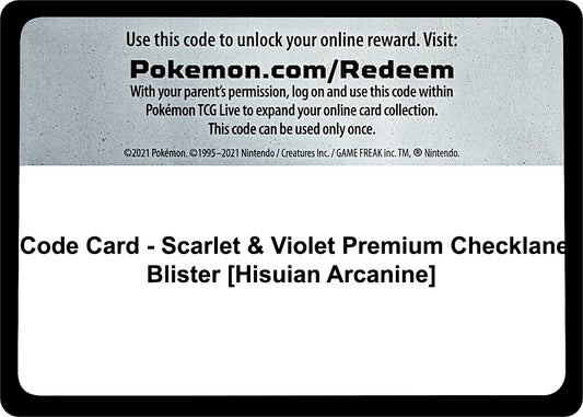 Image for Code Card - Scarlet & Violet Premium Checklane Blister [Hisuian Arcanine] - Pokemon