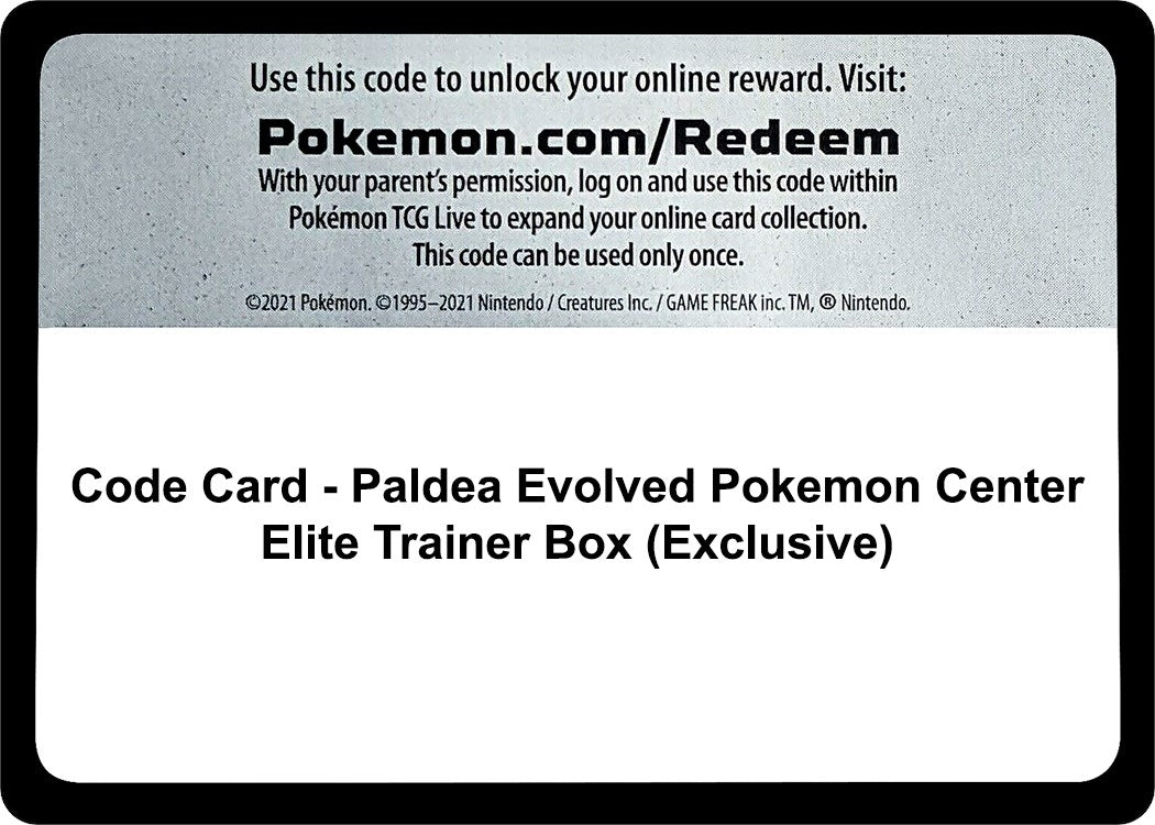 Image for Code Card - Paldea Evolved Pokemon Center Elite Trainer Box (Exclusive) - Pokemon