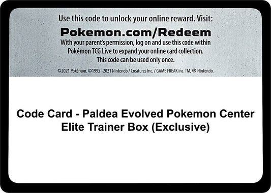 Image for Code Card - Paldea Evolved Pokemon Center Elite Trainer Box (Exclusive) - Pokemon