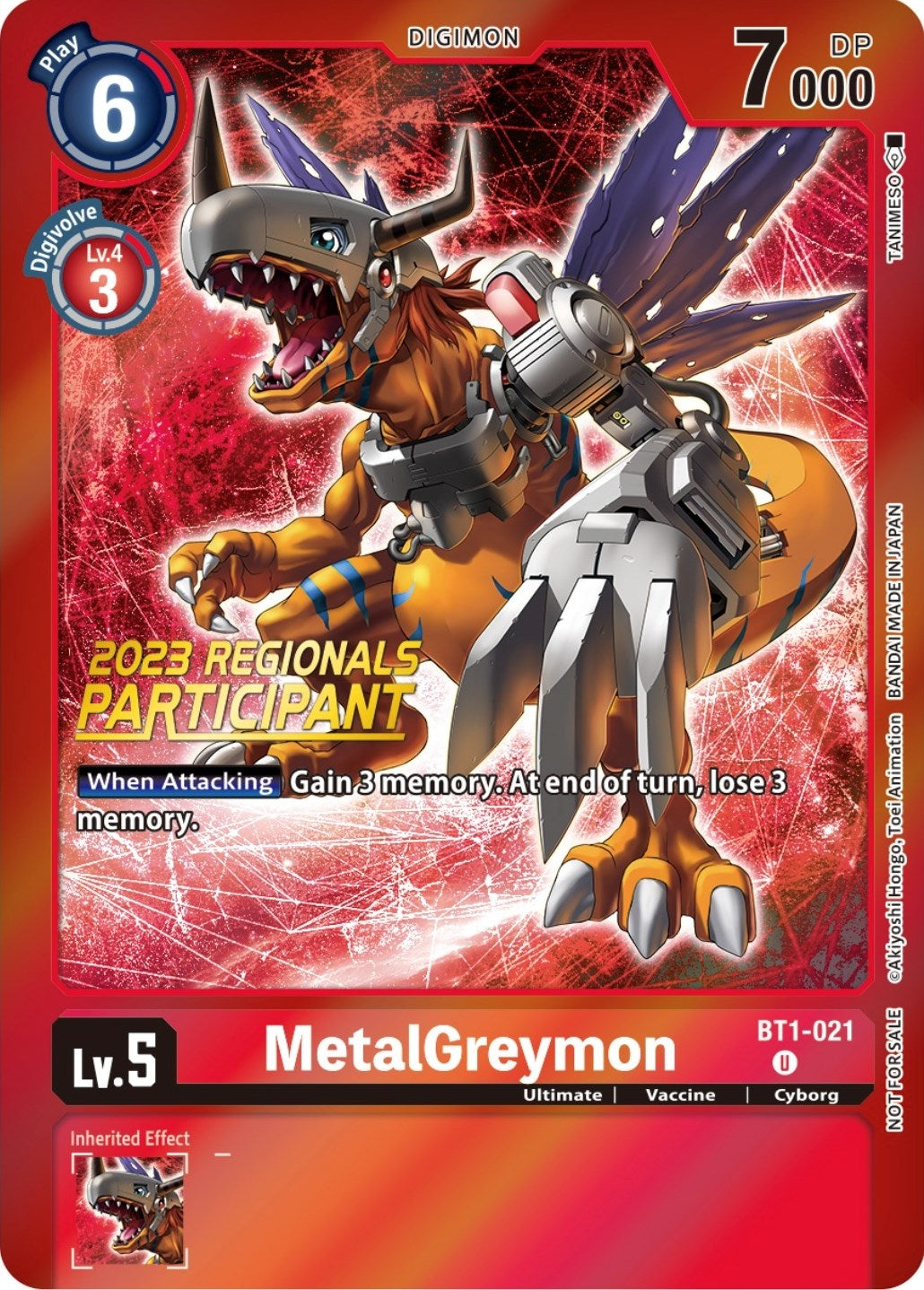 Image for MetalGreymon - BT1-021 (2023 Regionals Participant) - Digimon Card Game